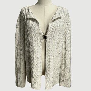 Splendor Women’s Cable Knit Cardigan Sweater - Size L - 100% Cotton - Made in Ca